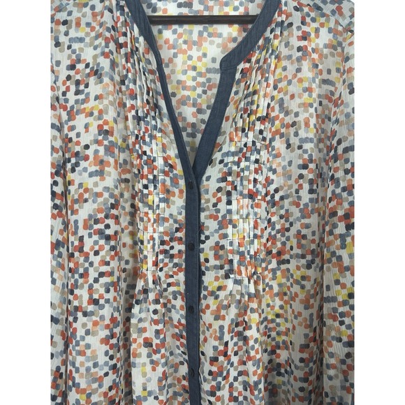 Liz Claiborne Womens Button Up Sheer Geometric Top Size 3X Colorful Mature Artsy - Picture 3 of 11